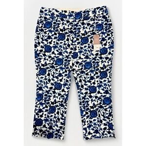 Lane Bryant The Allie Skinny Cropped Pants Women's 14 Blue Floral Stretch NWT